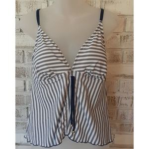 Time & Tru NWT Swim Top A9 Nautical Stripe, Gold hardware, Summer
